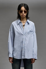 Drop Neck Oxford Shirt Denim Official Site | R13 outlet