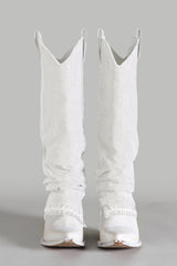 Mid Cowboy Boot with Sleeve - White Denim Denim | R13 discount