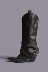 MID COWBOY BOOTS WITH SLEEVE - BLACK LEATHER | R13 outlet