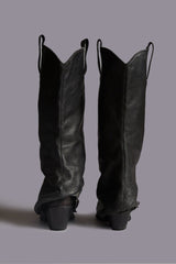 MID COWBOY BOOTS WITH SLEEVE - BLACK LEATHER | R13 outlet