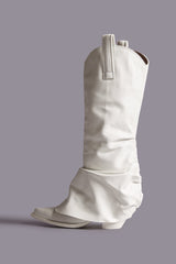 MID COWBOY BOOTS WITH SLEEVE - WHITE LEATHER | R13 ONLINE