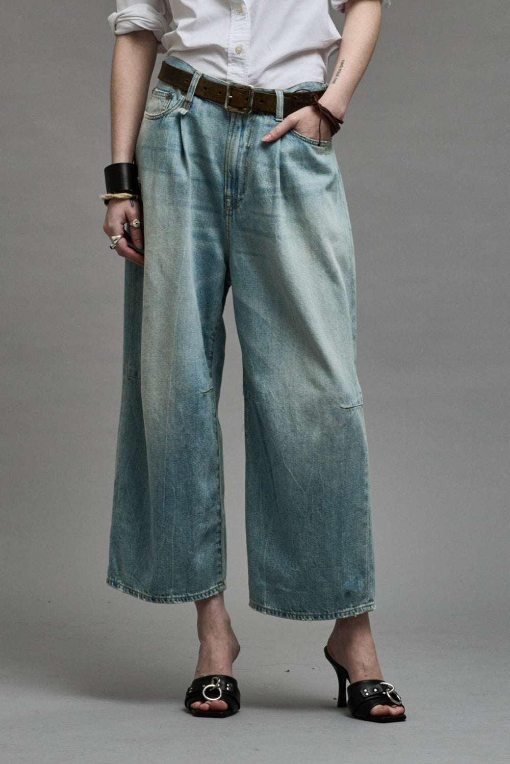CROPPED WIDE LEG JEAN - TONI BLUE | R13 for sale
