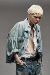 OVERSIZED CUT-OFF TRUCKER JACKET - LENNON BLUE | R13 discount