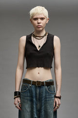 HENLEY TANK - WASHED BLACK | R13 discount