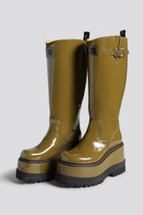 PATCH ENGINEER BOOT - PATENT OLIVE | R13 for sale