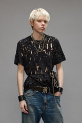 EXCESS DISTRESS TEE - BLACK | R13 sale
