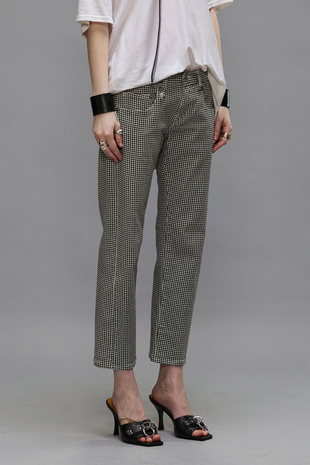 BOY STRAIGHT JEANS - PRINTED HOUNDSTOOTH | R13 outlet