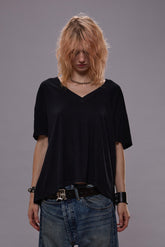 RELAXED CASHMERE V-NECK TEE - BLACK | R13 ONLINE