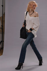 RELAXED CASHMERE V-NECK TEE - WHITE | R13 ONLINE