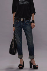 BOY STRAIGHT JEANS - MELVIN BLUE STRETCH -R13 | R13 ONLINE