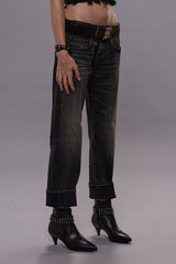 BOY STRAIGHT JEANS - KENNET BLACK STRETCH -R13 | R13 US