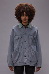 LACEY TRUCKER JACKET - FADED STEEL BLUE CANVAS | R13 for sale