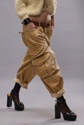 CROPPED MULTI POCKET CARGO - FADED WHEAT | R13 outlet