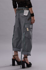 CROPPED CARGO PANT - FADED STEEL BLUE CANVAS | R13 discount