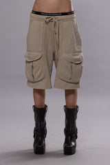MULTIPOCKET RELAXED SWEATSHORTS - LIGHT STONE | R13 for sale