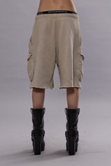 MULTIPOCKET RELAXED SWEATSHORTS - LIGHT STONE | R13 for sale