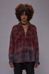 DROP NECK WORKSHIRT - DIP DYE RED PLAID | R13 sale