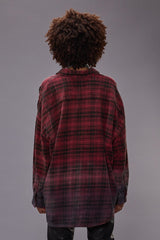 DROP NECK WORKSHIRT - DIP DYE RED PLAID | R13 sale