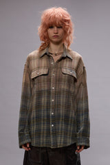 RELAXED WORKSHIRT - GRADIENT BLEACHED BLUE PLAID | R13 US