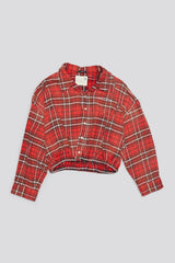 CROSSOVER BUBBLE SHIRT - WASHED RED PLAID | R13 discount