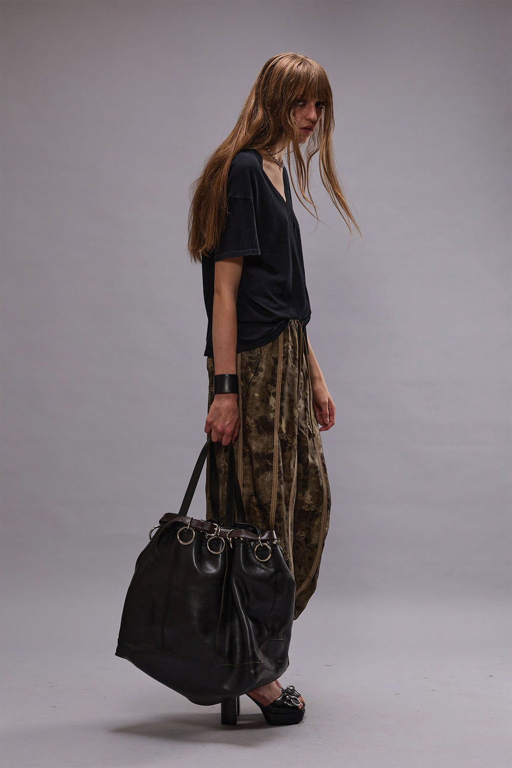BALLOON PANTS WITH DOUBLE SEAM - OLIVE FLORAL | R13 ONLINE