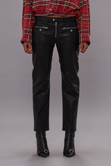 LEATHER BOY STRAIGHT PANT WITH ZIPPERED POCKETS - BLACK | R13 near me
