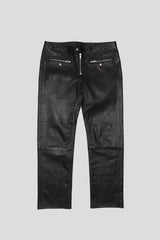 LEATHER BOY STRAIGHT PANT WITH ZIPPERED POCKETS - BLACK | R13 near me