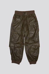 MULTIPOCKET BALLOON LEATHER PANT - OLIVE | R13 discount