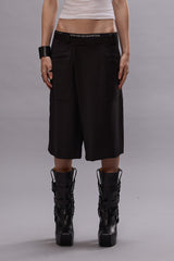 CROSSOVER KNEE-LENGTH SHORTS - BLACK | R13 sale