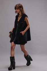 ZIPPERED FUR VEST - MIDNIGHT | R13 outlet