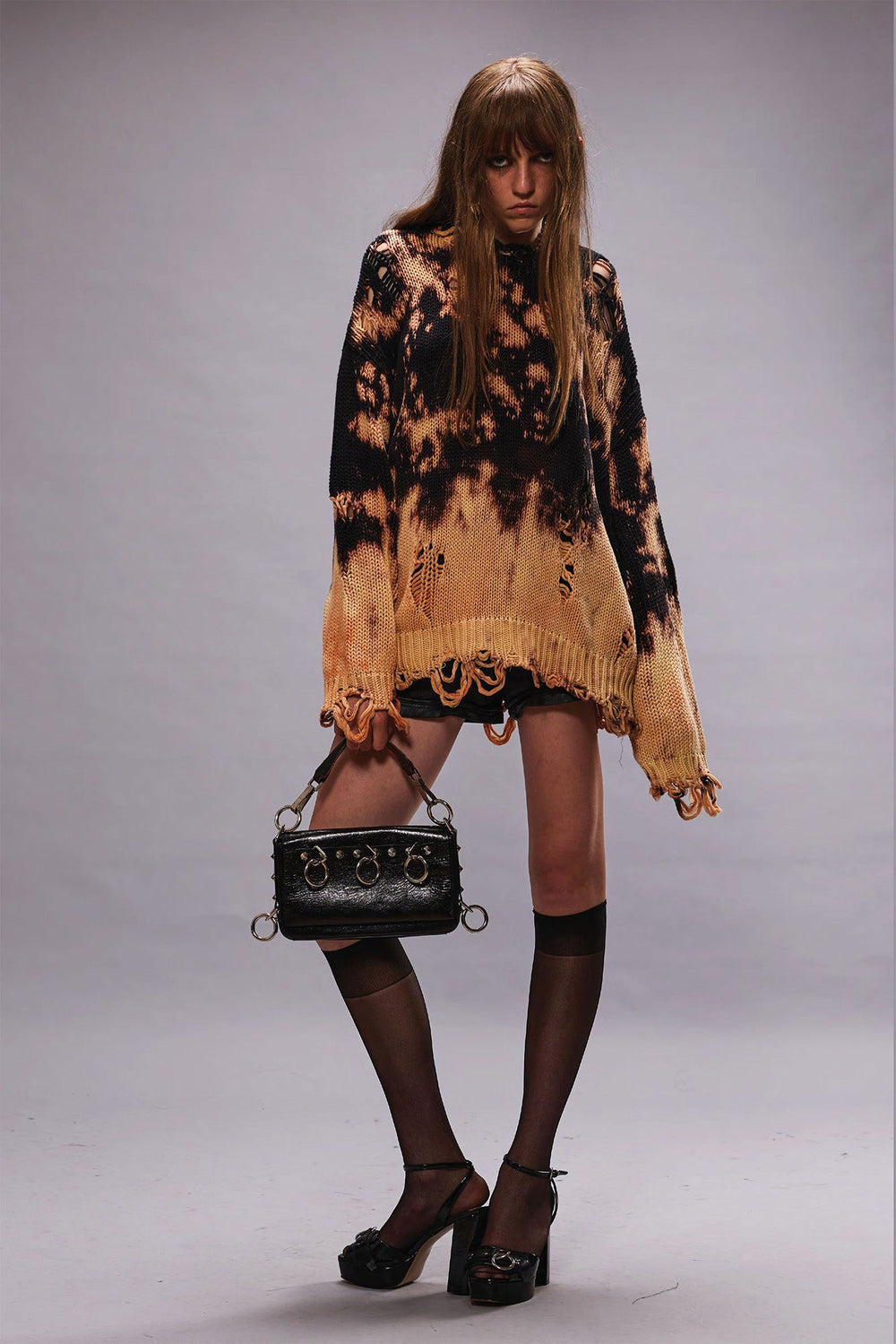 BLEACHED OVERSIZED SWEATER - BLEACHED BLACK | R13 ONLINE
