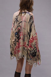 PRINTED OVERSIZED CARDIGAN - SKULL GRAFFITI PRINT | R13 US