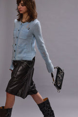 ELONGATED SHRUNKEN CREWNECK CARDIGAN - LIGHT BLUE | R13 sale