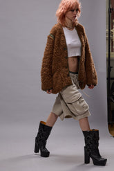 TAPED LINER CARDIGAN - BROWN | R13 for sale