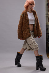 TAPED LINER CARDIGAN - BROWN | R13 for sale