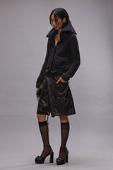 HIGH NECK SHRUNKEN CARDIGAN - WASHED BLACK | R13 US