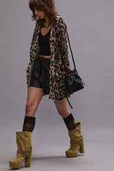 BOYFRIEND CARDIGAN - LIGHT LEOPARD JACQUARD | R13 outlet