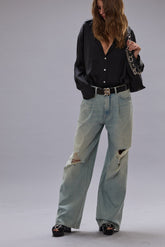 DAMON PLEATED WIDE LEG JEAN - LENNON BLUE | R13 outlet