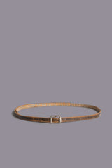 STUDDED SKINNY BELT - BROWN | R13 near me