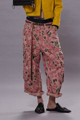 CROPPED MULTI POCKET CARGO - PINK LAYERED FLORAL | R13 ONLINE