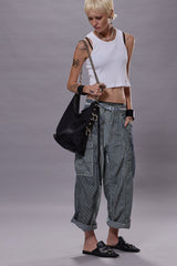 CROPPED CARGO - MULTI STRIPE RAILROAD | R13 discount