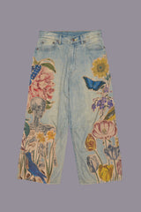 ARTICULATED KNEE CROPPED JEAN - APPLIQUE DENIM | R13 outlet