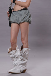 RELAXED BLOOMER SHORT - ECRU RAILROAD STRIPE | R13 ONLINE