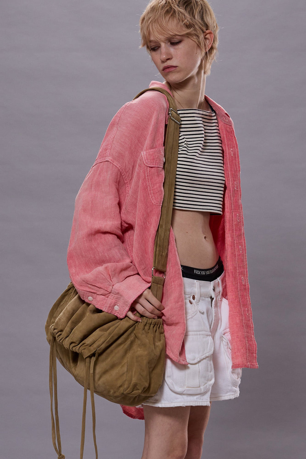 DROP NECK WORK SHIRT - CORAL LINEN CHAMBRAY | R13 ONLINE