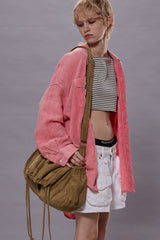 DROP NECK WORK SHIRT - CORAL LINEN CHAMBRAY | R13 ONLINE