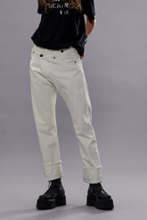 CUFFED CROSSOVER JEAN - BENNETT WHITE SELVEDGE | R13 discount
