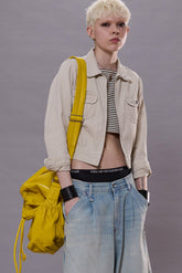 CROPPED RIDER JACKET - IVORY BEEFY TWILL | R13 US