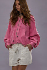BALLOON ZIP-UP HOODIE - PINK | R13 sale