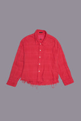 DROP NECK CROPPED SHIRT - OVERDYED FUCHSIA PLAID | R13 ONLINE