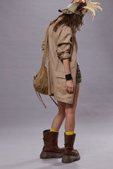 OVERSIZED RAGGED BLAZER - BROWN HERRINGBONE | R13 ONLINE